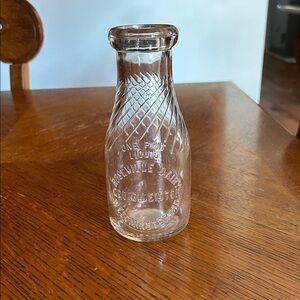 Embossed Clear Glass Milk Bottle - One Pint